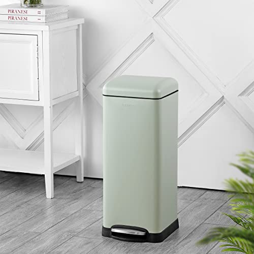 Happimess Retro 8-Gallon Step-Open Trash Can - Mint Green, Soft-Close Lid