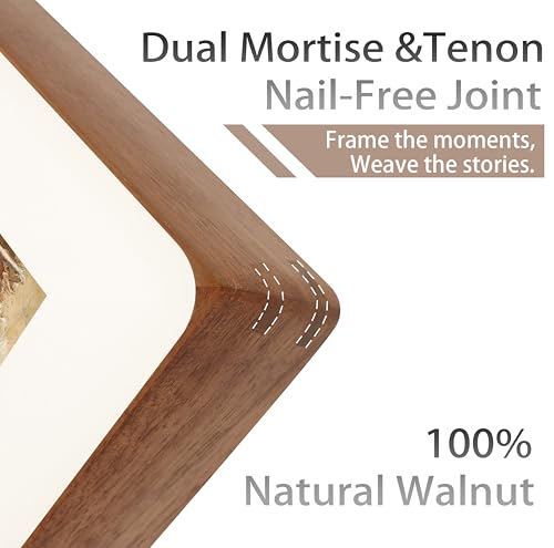 Gdfmsc Walnut 18x24 Picture Frame with Mat for 16x20, Handcrafted Rounded Corners