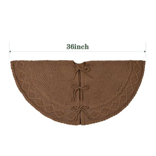 LimBridge Knit Christmas Tree Skirt 36 Inch Farmhouse Decor Neutral Rustic Holiday Accent