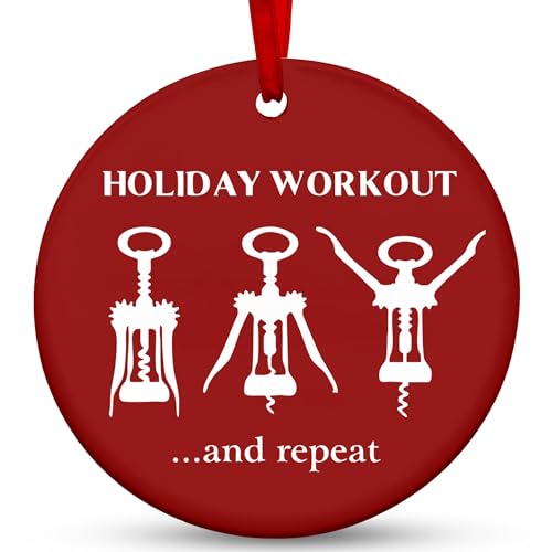 Wine Ornaments for Christmas Tree, Ideal for Red Wine Lovers, Fitness Enthusiast Gym and Workout Ornaments, Perfect Holiday Ornament for a Gym Rat