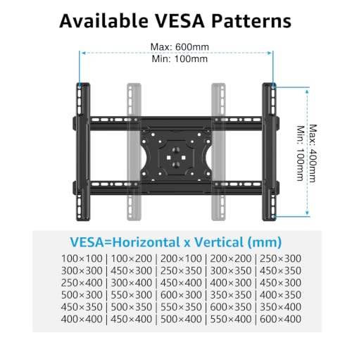 Ceiling TV Mount for 40-75 Inch Flat Curved Screens - Height 60.6 Inches, Heavy Duty Adjustable Ceiling Bracket with 360° Rotation