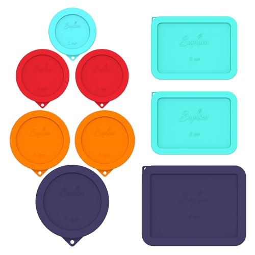 Silicone Replacement Lids for Pyrex & Anchor Hocking Glass Bowls 9-Pack - MIX-9 PACK