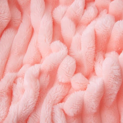 Linecooo Light Pink Fleece Throw Blanket 108x90in for Couch Sofa Living Room