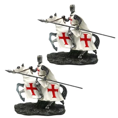 ICE ARMOR 6-Inch White Crusader Cavalry Figurine Gift Set - Home Decor, Holiday Ornament
