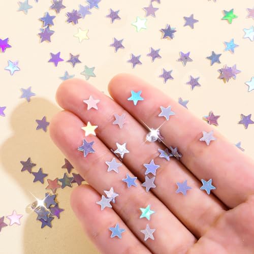 3000 Pcs Glitter Star Confetti With Diamond - 30g 6mm Metallic Foil Sprinkles Table Glitter, Twinkle Sequins Scatter Stars for Birthday Party, Halloween, Christmas Decoration