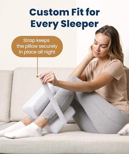 White Large Memory Foam Knee Pillow for Side Sleepers - Sciatica & Hip Support