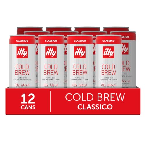 Illy Classico Cold Brew Coffee 8.45oz Can Pack of 12 - Ready-to-Drink, Arabica, Smooth & Refreshing