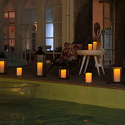 Outdoor Waterproof Flameless Candles Set - Ivory White 4x6/8/10 Inches with Remote & Timer