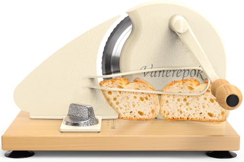 Vanerepok Large White Manual Bread Slicer with Adjustable Thickness for Homemade Sourdough