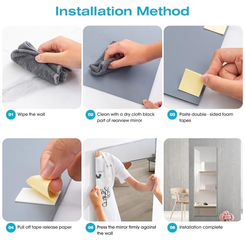 Full Length Acrylic Shatterproof Wall Mirror 47.25x15.75 Inch for Home & Gym