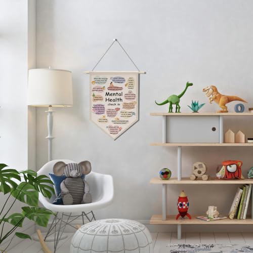 Motivational Wall Decor Classroom Decorations Mental Health Awareness Canvas Hanging Pennant Flag Banner Wall Sign Decor for Bedroom Classroom Playroom Game Room Front Door