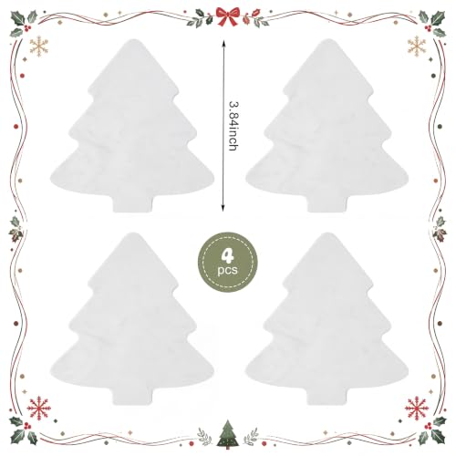 Acellegic Christmas Trees Marble Coasters Set of 4 White 4.7 x 3.9 inches - Holiday Table Decor