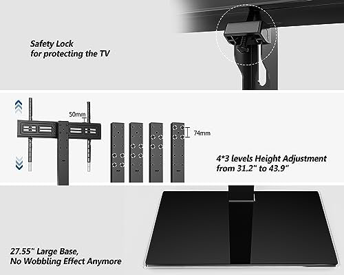 FITUEYES Universal TV Stand with Swivel Mount for 50-85 Inch TV, Black