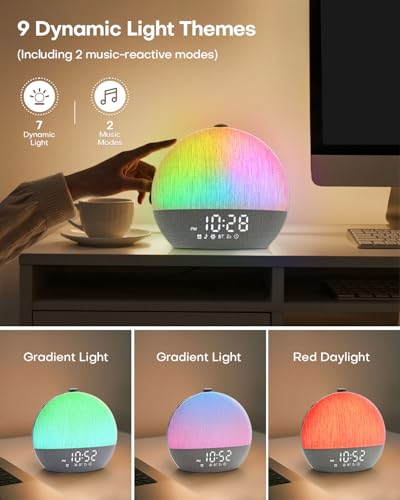 Zelaclock Sunrise Alarm Clock with White Noise & RGB Night Light