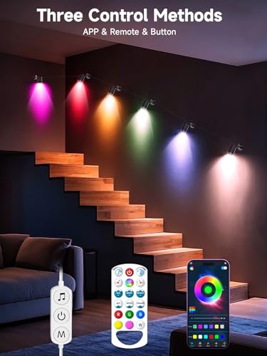 Tyute RGB Indoor Spotlight Kit with Color Changing LED Uplighting, Music Sync & Remote