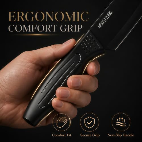 HENKELIVING DarkBlack 14-Piece Kitchen Knife Set with Built-in Sharpener & Block