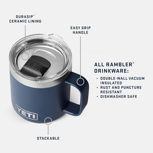 YETI Rambler 10 oz Black Ceramic-Lined Insulated Mug with MagSlider Lid