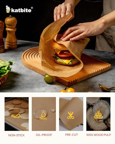 Katbite 200Pcs 9x13 inch Heavy Duty Unbleached Parchment Paper, Parchment Paper Sheets for Baking Cookies, Cooking, Frying, Air Fryer, Grilling Rack, Oven(9x13 Inch)