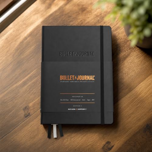 Bullet Journal Notebook Edition 2 - A5 Medium Black with 204 Pages & Bujo Guide