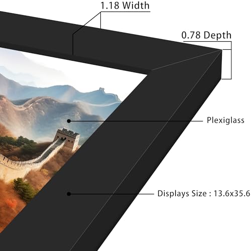 Picrit 14x36 Wall Mount Poster Frame - Black, Premium Engineered Wood