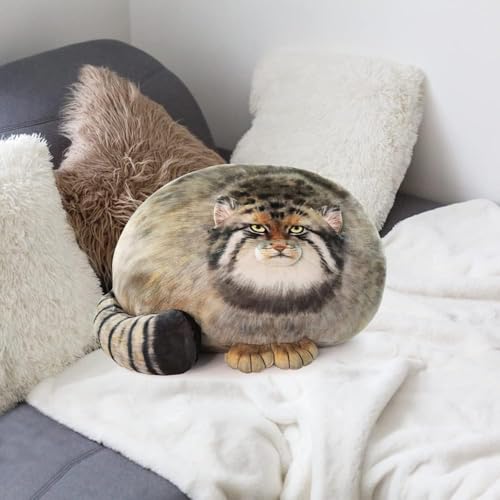 Steppe Cat Plush, Cat Stuffed Animal 18inch, Pallas Cat Plush Pillow, Cute Plushies for Girls, Soft Plush Pillow, Throw Pillow Doll Decoration Doll Gift for Kids Boys Party Christmas