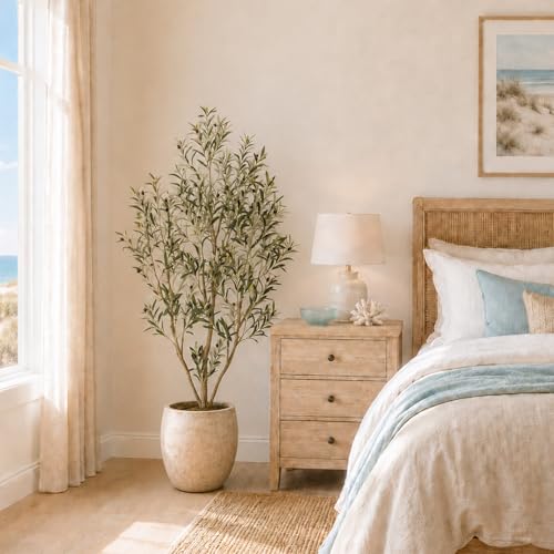 Nafresh 6ft Tall Faux Olive Tree with Lifelike Fruits & Adjustable Branches - Artificial Indoor Plant for Living Room & Entryway (Variation: 1/6ft)