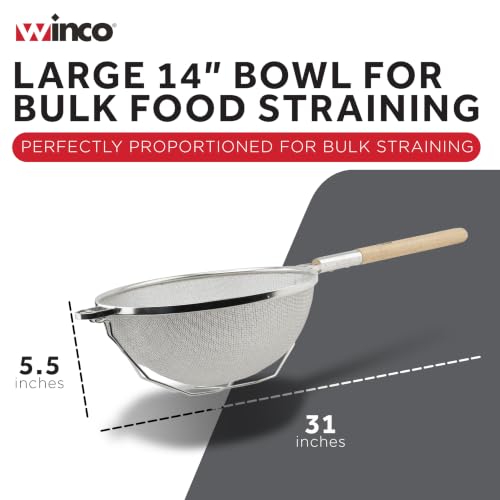 14-Inch Double Mesh Steel Strainer - Tin-Plated Kitchen Filter