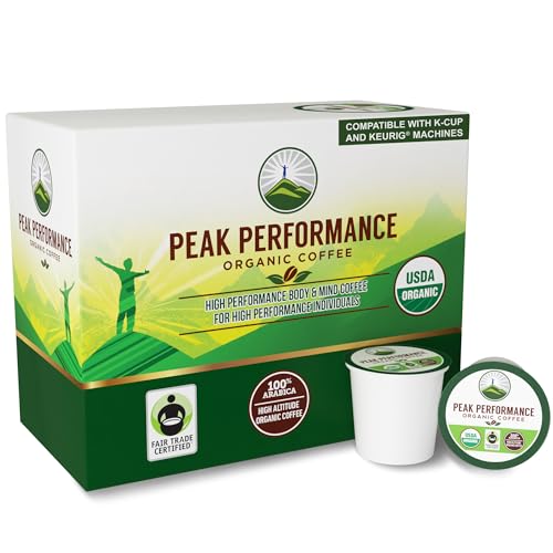 Peak Performance Organic Coffee Pods 24 Count - Compatible with K-Cup & Keurig