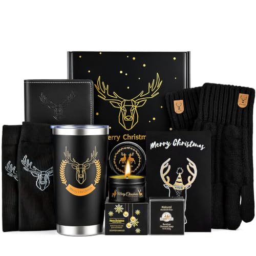 Christmas Gift Box for Men - 8-Piece Holiday Gift Set with Tumbler, Wallet, Socks & More