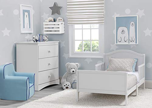 Toddler Bed with Guardrails - Bianca White, Greenguard Gold Certified - Delta Children Bennett