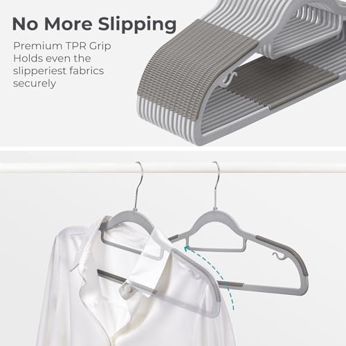 HOUSE DAY Grey & Dark Grey Plastic Hangers 50 Pack Non-Slip Heavy Duty Closet Space Saver