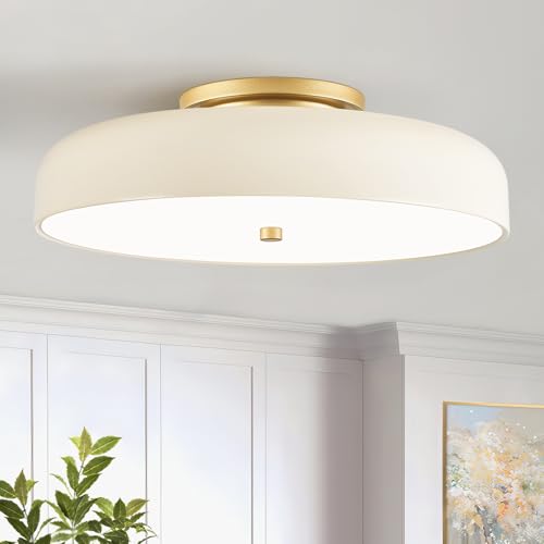 15.74 Inch Dimmable LED Ceiling Light Fixture, Cream White, 5 CCT, Modern Design