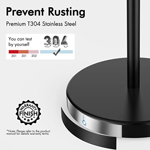 KES Freestanding Bathroom Toilet Paper Holder Matte Black 20.2" H, Rustproof Stainless Steel