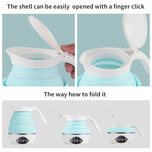 Collapsible Travel Electric Kettle 700mL, Fast Boil & LCD Temp Control