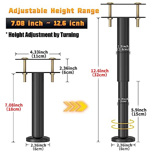 Adjustable Bed Support Legs Set - 7.08-12.6 Inch, Heavy Duty Metal Slat Bed Frame Support - 6 Pieces (Variation: 7.08-12.6 Inch)