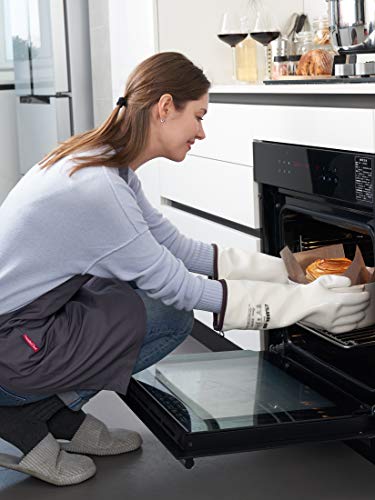 Liquid Silicone Oven Mitts - Extra Long White Heat Resistant Kitchen Gloves