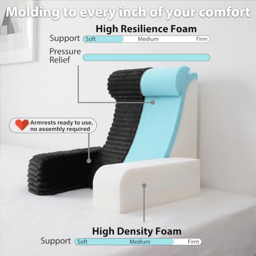 ENITYA 22" XL Back Pillow for Bed Sitting Up with Armrests & Big