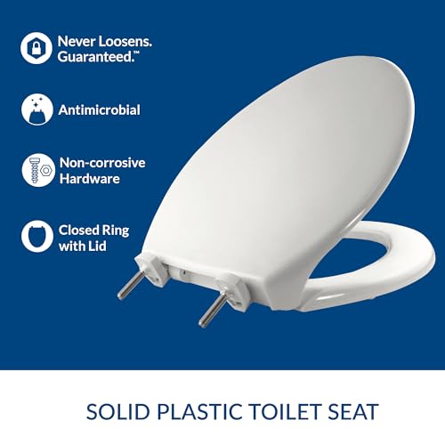 Bemis Heavy Duty Elongated Commercial Toilet Seat with Cover - White