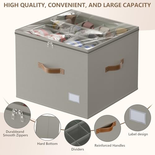 Vincona Large Grey Foldable Shoe Organizer 16-Compartment Closet Storage Bin