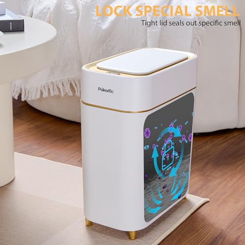 White Automatic Sensor Trash Can - Touchless Kitchen & Bathroom Waste Bin
