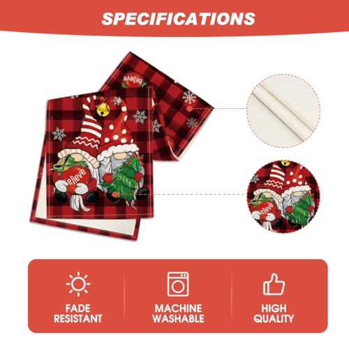Artoid Mode Gnome Christmas Table Runner 13x60 Inch Home Holiday Decor, Red & Black