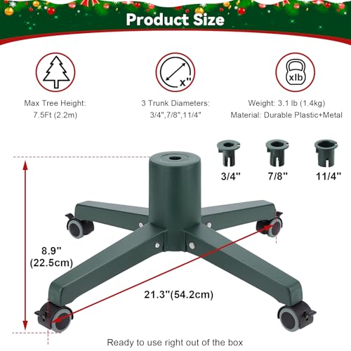 Rolling Christmas Tree Stand with Wheels Fits 7.5 ft Artificial Tree