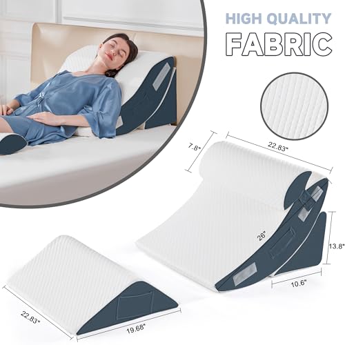 Yojoker 4PCS Orthopedic Wedge Pillow Set for Sleep & Post Surgery Support - Navy Blue Variation