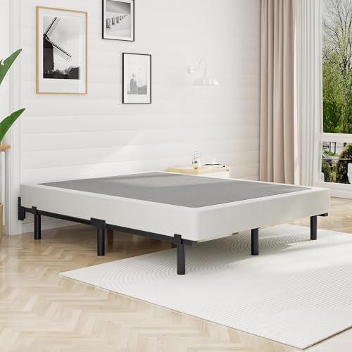 Awesofurni Queen Bed Frame with 9 Legs, 7 Inch Heavy Duty Metal Support, Black, Adjustable Length