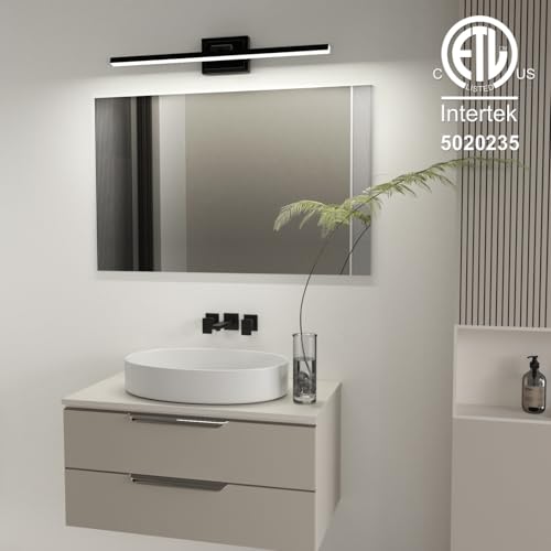 VOLISUN 31.5 Inch Black Dimmable Bathroom Vanity Light with Rotatable Head, 5 CCT LED Fixture for Mirror & Mirror Cabinets