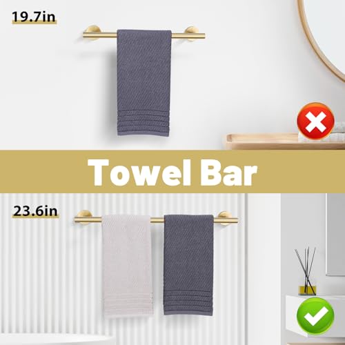 Brushed Gold Bathroom Towel Bar Set - 10 Pieces Wall-Mount Rack Accessories