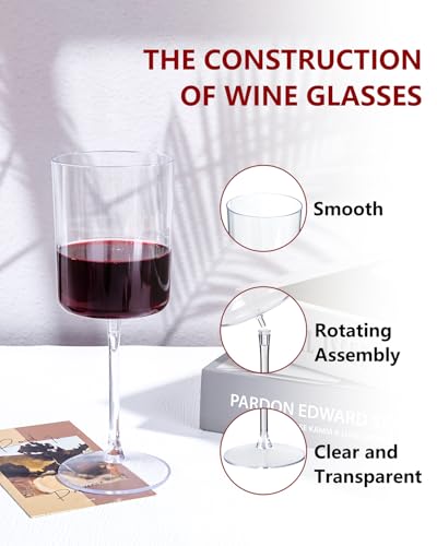 YOUBET Clear Disposable Plastic Wine Glasses 10 oz - Pack of 36 with Removable Stem