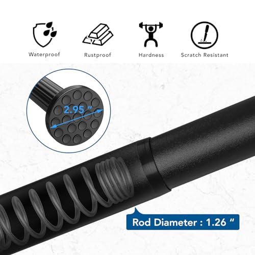 Umimile Tension Curtain Rod 51-126 Inches Black Adjustable Shower Rod