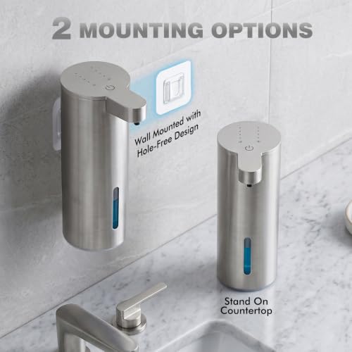 Automatic Touchless Soap Dispenser 13.5 Fl Oz Stainless Steel Wall Mount for Kitchen & Bathroom