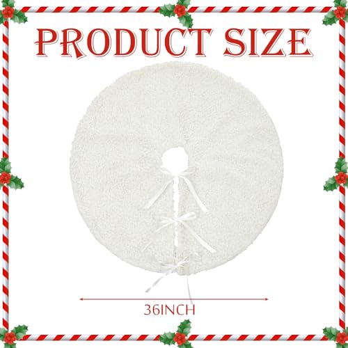 VioraWhite 36 Inch Cream White Christmas Tree Skirt Farmhouse Rustic Faux Fur Decor